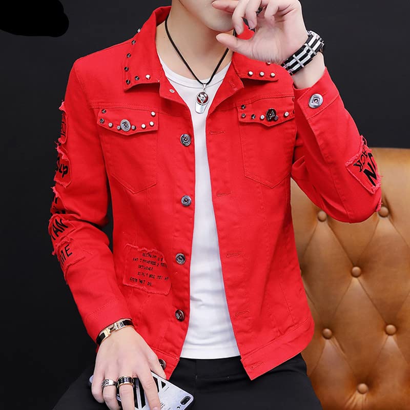 Men Denim Jacket Spring And Autumn Personalized Design Jean Coats Male Slim Fit Solid Color Handsome Versatile4