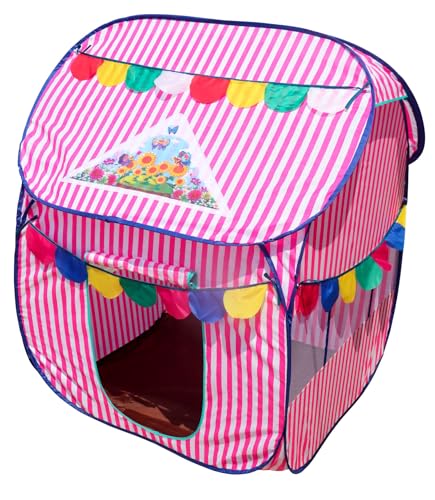 Image of Homecute Foldable Pop Up Hut Type Kids Toys Play Tent House for Boys and Girls (Medium Size Pink-White)