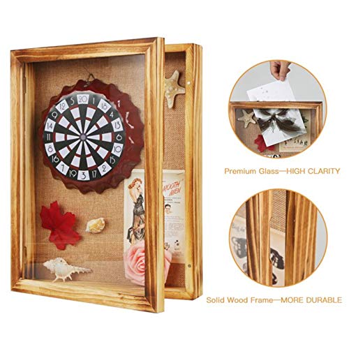 BECTSBEFF 11x14.5 Shadow Box Display Frame with Linen Board, 2.5-inch Depth, Rustic Shadowbox Picture Frame, Perfect for Photos,Sports Memorabilia, Awards, Medals and Tickets-Brown - Thumbnail 5