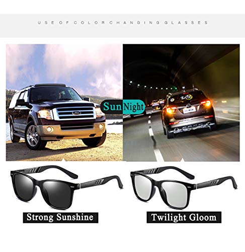 FEISEDY Vintage Polarized Photochromic Sunglasses Men Women 100% UV Protection Outdoor Square Sunglasses B10014