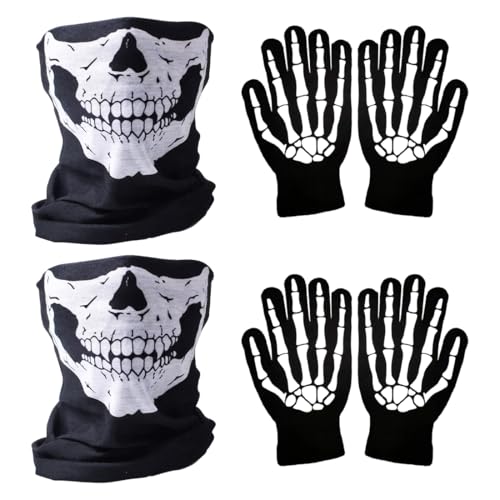 La maschera elastica a forma di teschio, adatta a tutte le stagioni e resistente alle intemperie, presenta un design tubolare senza cuciture con tessuto non legato per evitare lo sfilacciamento dei bordi. Questa maschera offre un'eccellente protezione da vento, polvere, sole e freddo. Il caratteristico design a teschio la rende una maschera davvero accattivante per Halloween o feste in maschera!