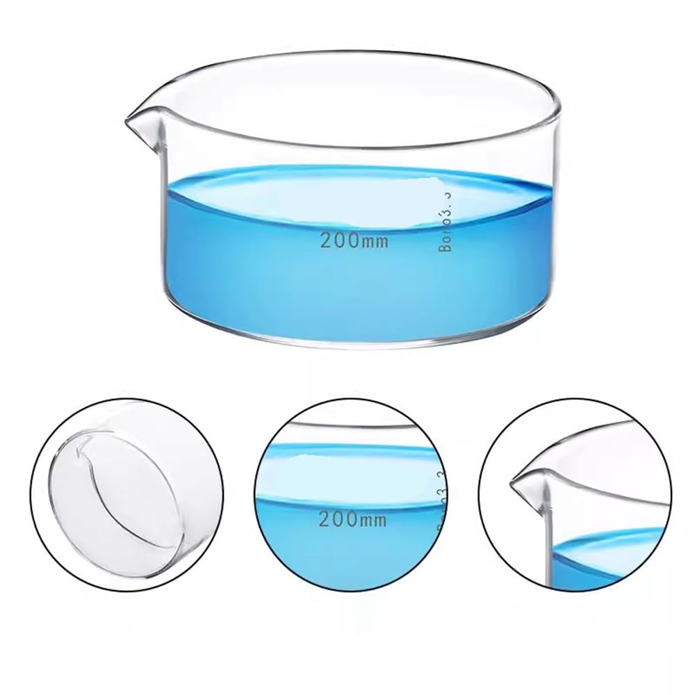 Vetreria da laboratorio Piatto di cristallizzazione in vetro con bocca, fondo piatto, resistente, parete spessa, vetreria sperimentale(150mm 1pcs)