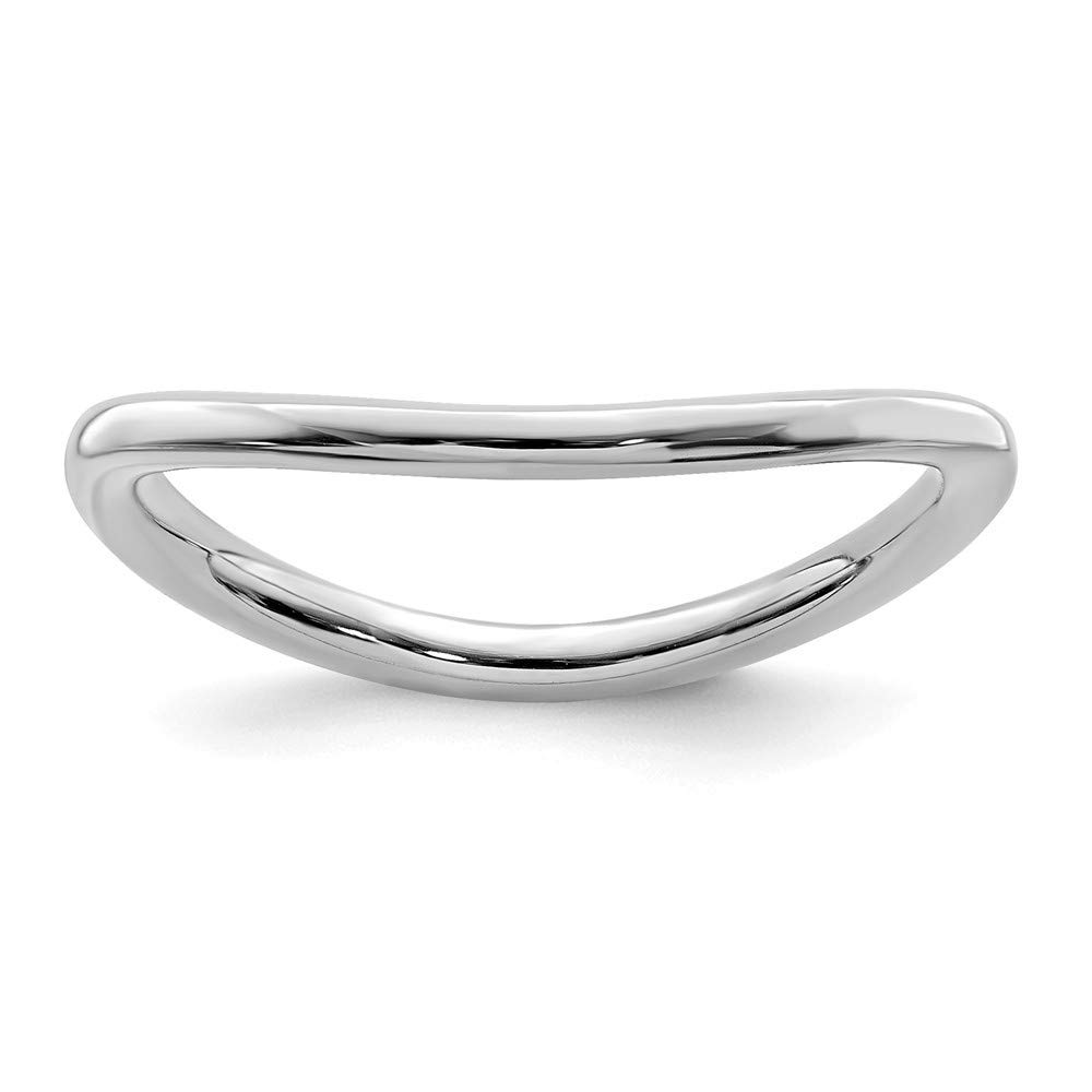Stackable Expressions 1.5mm 925 Sterling Silver Polished Rhodium Plate Wave Ring Jewelry Gifts for Women - Ring Size Options Range: J to T