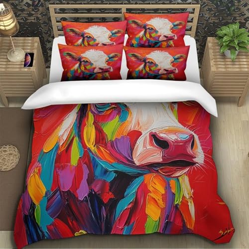 Housse de couette vache 3D en microfibre 135x200 pour lit single - 5