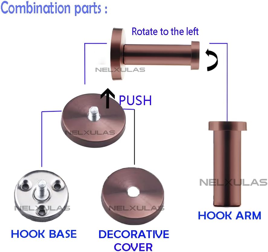 Rose Gold Brushed Stainless Steel Single Heavy Duty Wall Mount Hook, Bath Towel Hooks, Robe Hooks, Coat Hanger, 4 PCS (4 inch,4 PCS)
