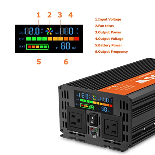 Power Inverter 12V DC to 110V/120V AC Converter (2000W-001) by TOPBULL - Image 5
