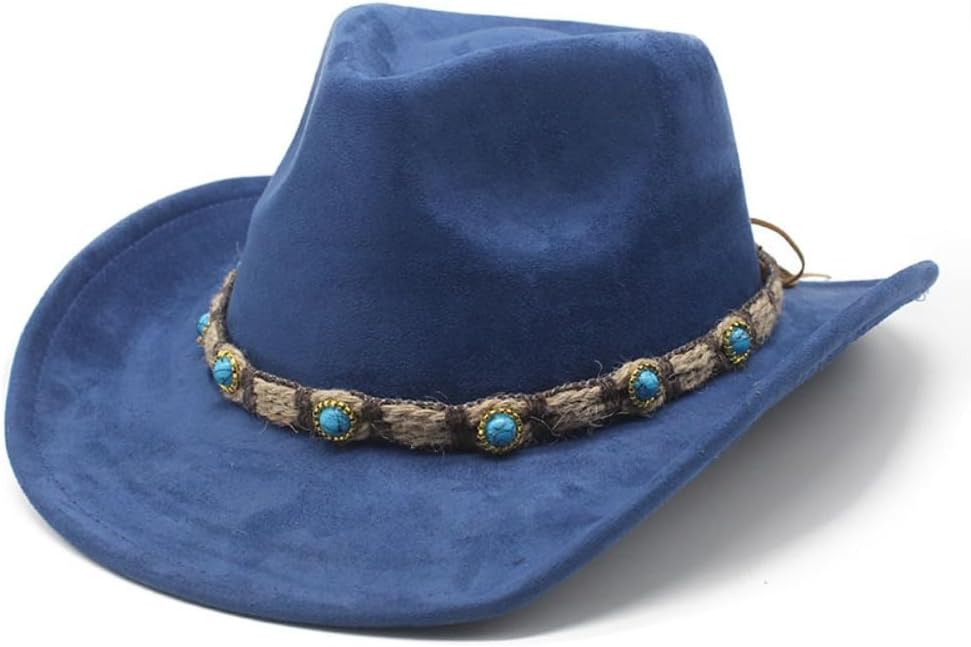Western Fedora Hat with Turquoise Stone Accents, Tan, Wool Felt