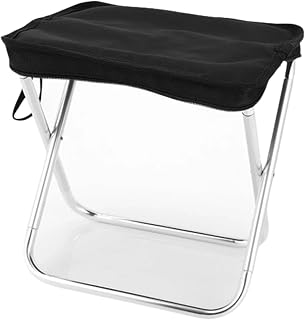 GSXLZ Silla Plegable Taburete for Acampar al Aire Libre, Silla Plegable for Pescar con Bolsa portátil, Mini Asiento portátil de aleación de Aluminio for Picnic y Barbacoa(Black)