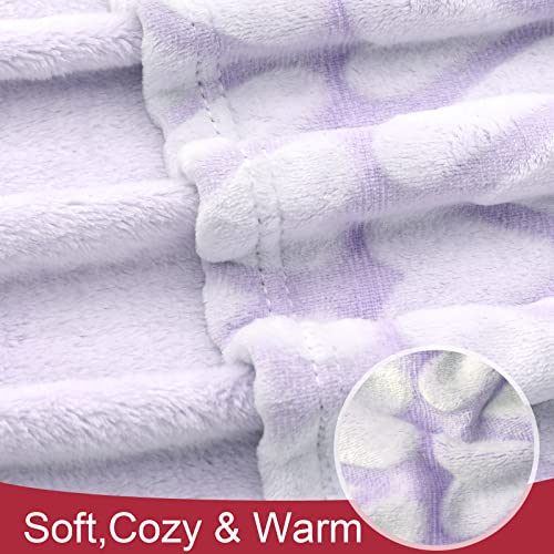 Bertte Plush Baby Blanket For Boys Girls | Swaddle Receiving Blankets Super Soft Warm Lightweight Breathable For Infant Toddler Crib Stroller - 40"X50" Large, Lavender Hearts Embossed #TOP3