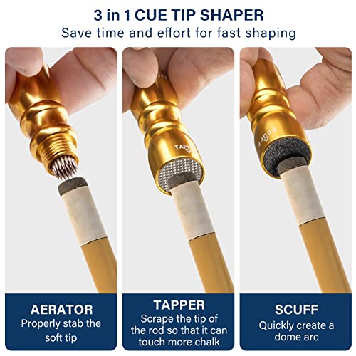 Adhafera Cue Tip Shaper, 3 in 1 of Pool Cue Tip Shaper, The Pool Cue Accessories for Effective and Rapid Repair Cue Tip - Thumbnail 3