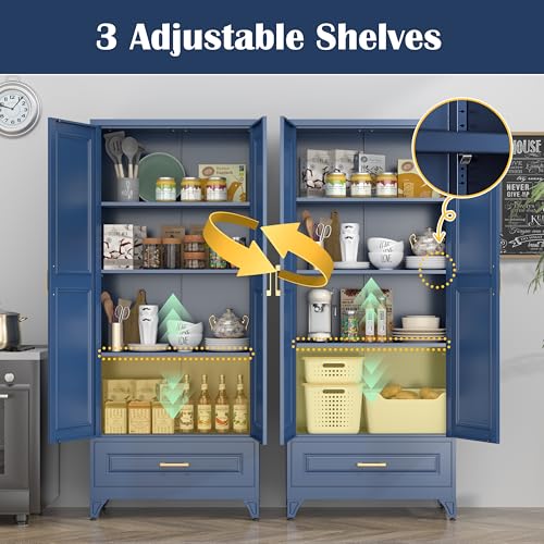 Image of SteeLoong 75 inch Metal Storage Cabinet with Doors and 3 Adjustable Shelves
