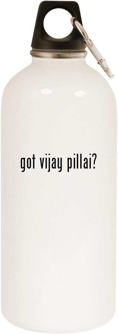 got vijay pillai? - 20oz Stainless Steel White Water Bottle with Carabiner, White
