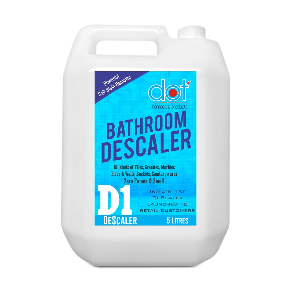 DOT BATHROOM CLEANER LIMESCALE REMOVER 5 Litres - ZERO SMELL, FUMES - India's 1st Real Foaming Formulation - Less liquid, More coverage - Removes Heavy Salt Stains