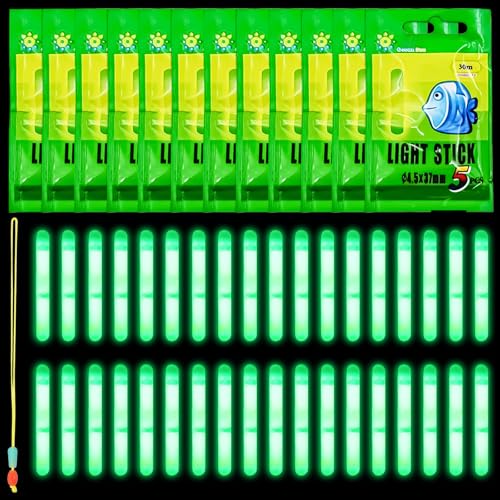 WUSANNA Knicklichter Angeln 60 Stück Packung LED Knicklicht Angeln Nachtlicht für Angelrute Leuchtstäbe für Angelrute Starlight Angeln Glow Stick Nachtangeln für Nachtfischen Karpfen Anfänger