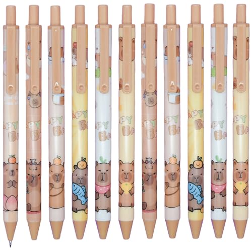 12 bolígrafos gel retráctiles Maydahui Capybara tinta negra miniatura 1