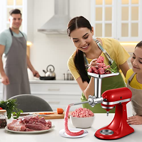 Amzchef Sausage Stuffer Attachment For Kitchenaid, 4 Pieces Stainless Steel Sausage Maker Kit, Include 3 Sizes Grinder Stuffer And Sausage Stuffer Ring #TOP5