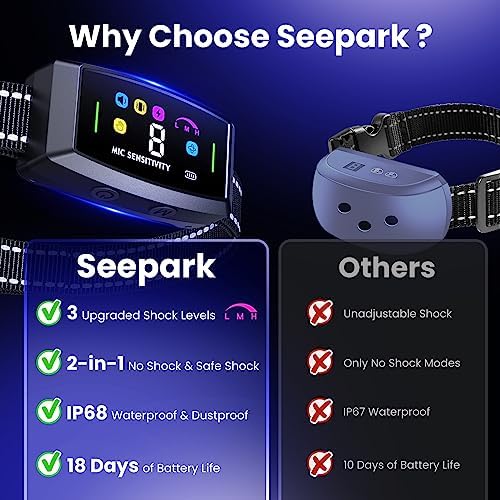 2023 AI Dog Bark Collar Sets for Large Small Medium Dogs| 2in1 No Shock/Safe Shock Barking Collar with 3 Adjustable Shock Mode |IP68 Waterproof Rechargeable Anti Bark Device with Dog Training Clicker