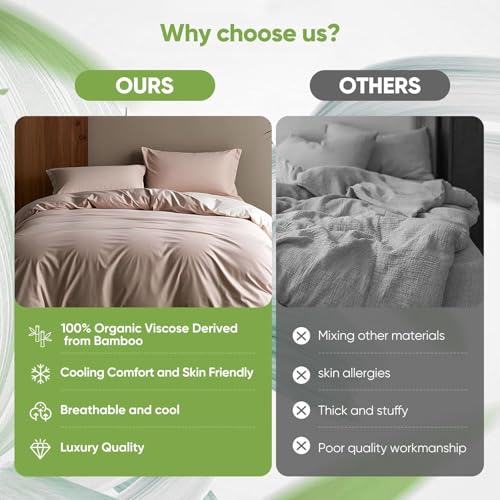 Image of TWK Luxury Sheet Set, Genuine 100% Organic Viscose Derived from Bamboo, Cooling & Breathable, Silky Soft, Bedding Sheets & Pillowcases (Sand, King)