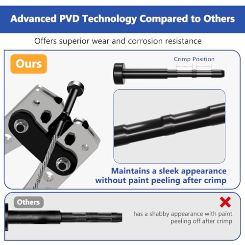 Image of 20Pack Swage 1 /10 inch 1 /8 inch Invisible Cable Railing Kit Tensioner Terminal Hidden - PVD Coating Long-Lasting Finish, T316 Stainless Steel Cable Railing Hardware for 2 inch x 2 inch Metal Wood Post, Black