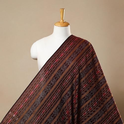 Image of Premium Sambalpuri Ikat Weave Pure Handloom Cotton Shirt Fabric Authentic Odisha Traditional Tie-Dye Craft, Soft Breathable Natural Cotton Material for Custom Tailoring, Casual & Formal Wear