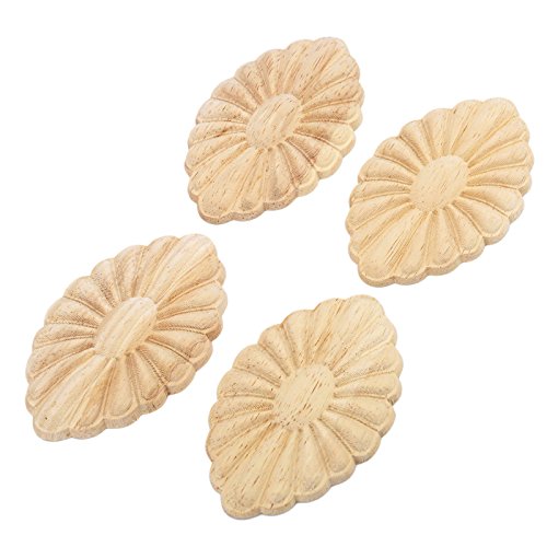 4pcs 8# Holz Skulptur quadratische Corner Flourish Blumen Muster Onlay Unpainted Tür Europäischer Stil