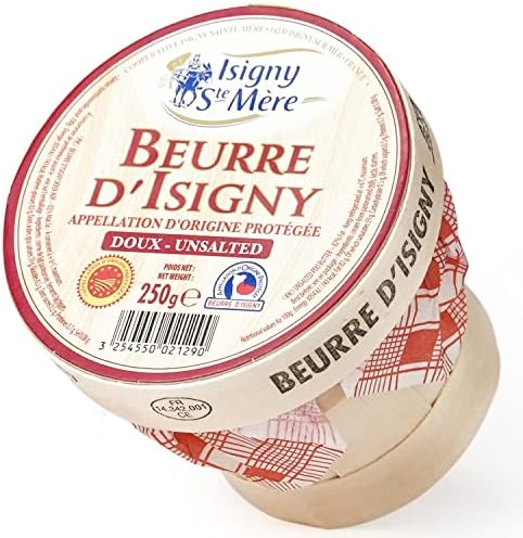 Isigny French Normandy Unsalted Butter Basket – 8.8 oz – Grass Fed European Butter
