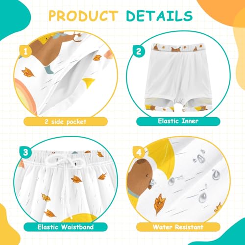 Bolaz Toddler Boys Swimwear Swim Trunks with Compression Liner 4T Capybara Umbrella4