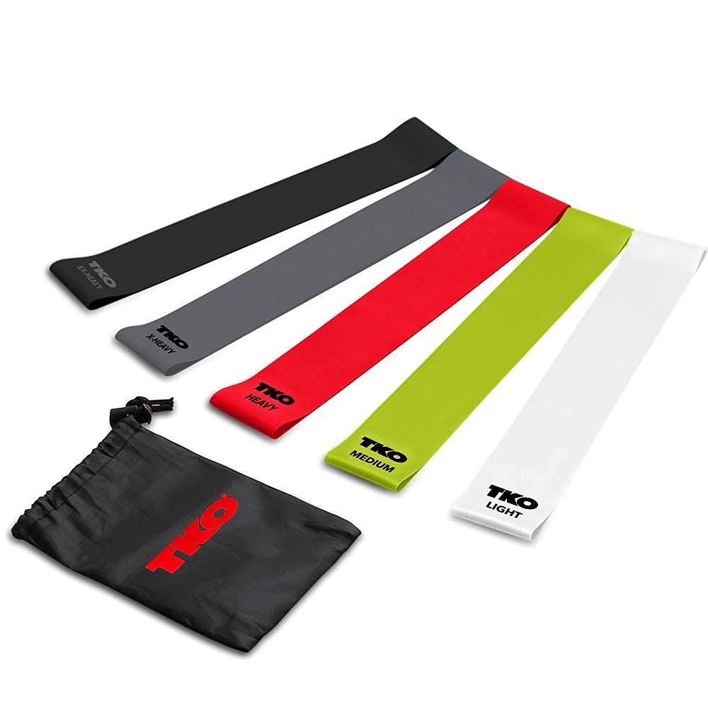 TKOPower Loop Bands Set 5-Pack - 5 Levels of Resistance Bands for Varied Exercise Including Physical Therapy, Stretching, Strength Training, and Mobility - Light to XX-Heavy Exercise Bands