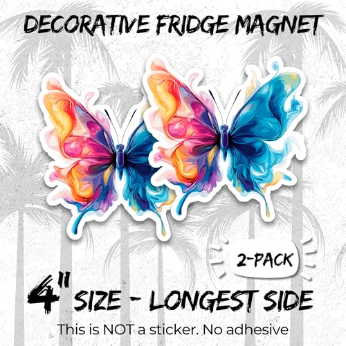 Imanes decorativos de vinilo de 4 pulgadas con diseño de mariposa 2 unidades miniatura 2