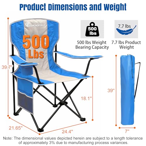 Silla DIAMONDFORGE CCOS5BBG-1 Camping plegable con respaldo alto para 500 libras, Gris Azul miniatura 2