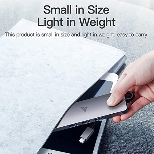 Image of Vaku Luxos USB Hub Type C Hexon 6IN1 multiport 3.0 High Speed Adapter connector (5GBPS) data transfer Converter Extension, 4K HDMI, Type C PD, RJ45 Ethernet docking station USB A Port Compatible with Macbook Air Pro (M1, M2 etc), iPad Pro Air, Laptop, and Other Type C Mobile & Devices