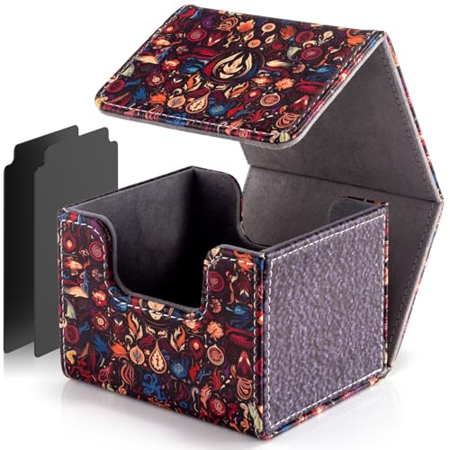 JoyHood Caja de Tarjetas con 2 Separadores, Card Deck Box para de 110+ Tarjetas, Caja de Tarjetas Compatible con Tarjetas MTG/YGO/TCG/OCG, Reino Místico Encantado