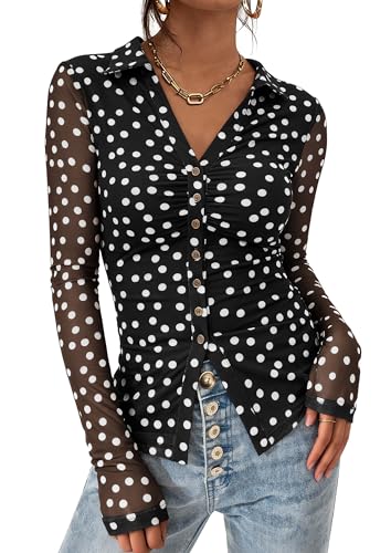 PRETTYGARDEN Women Button Down Floral Shirts 2026 Fall Trendy Long