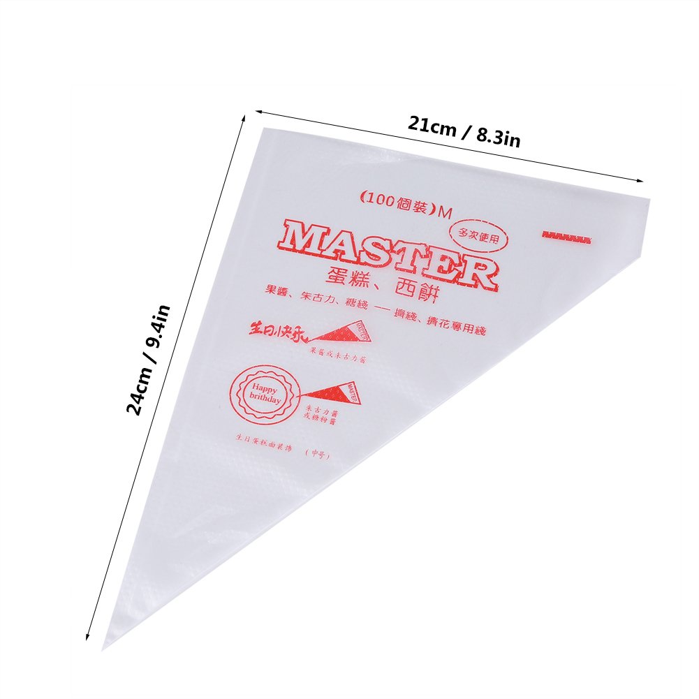 Huhushop 100Pcs Icing Piping Bags, Thick Food Grade Plastic Reusable Anti-Skid Pastry Fondant Cake Flower Decorating Bag Baking Tools