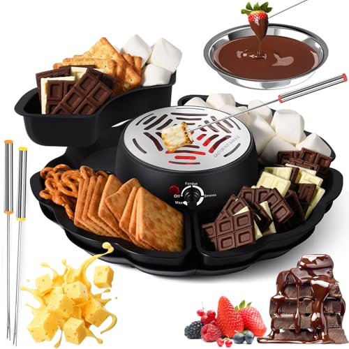 Kit de grillage 2 en 1 à la guimauve, fondue au chocolat avec 5 accessoires, température réglable, bol de 340 ml, protection contre la surchauffe, facile à nettoyer, ensemble de fondue au fromage pour