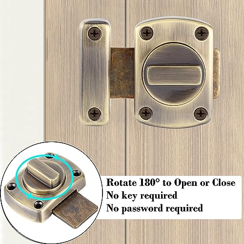Litensh 2PCS Bathroom Door Bolt Lock Toilet Door Latch Rotate Bolt Gate Slide Latch Stainless Steel Door Locks Brushed Safety Cabinet Slide Lock Latches Green Bronze 55MM - Image 3