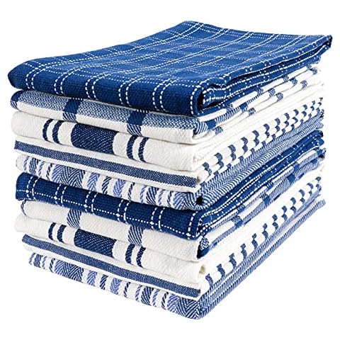 KAF Home Assorted Flat Kitchen Towels | Dish Towels, 100% Cotton - 18 x 28 inches | Ultra Absorbent Soft Kitchen Tea Towels | Perfect for Cooking, Cleaning, and Drying Hands (Navy, 10 Pack) Cover