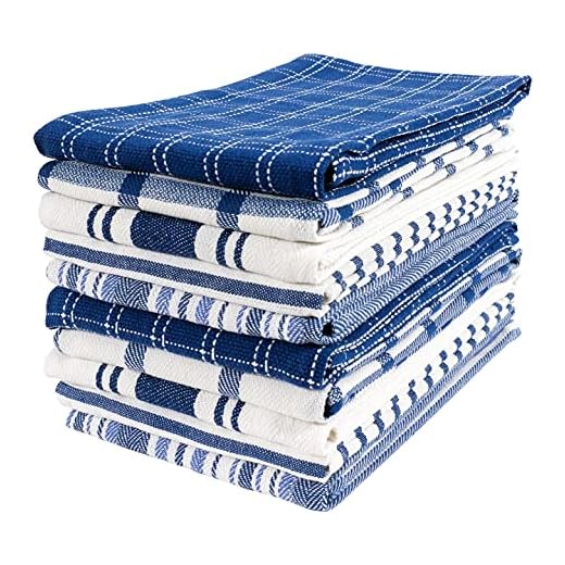 KAF Home Assorted Flat Kitchen Towels | Set of 10 Dish Towels, 100% Cotton - 18 x 28 inches | Ultra Absorbent Soft Kitchen Tea Towels | Perfect for Cooking, Cleaning, and Drying Hands (Navy)
