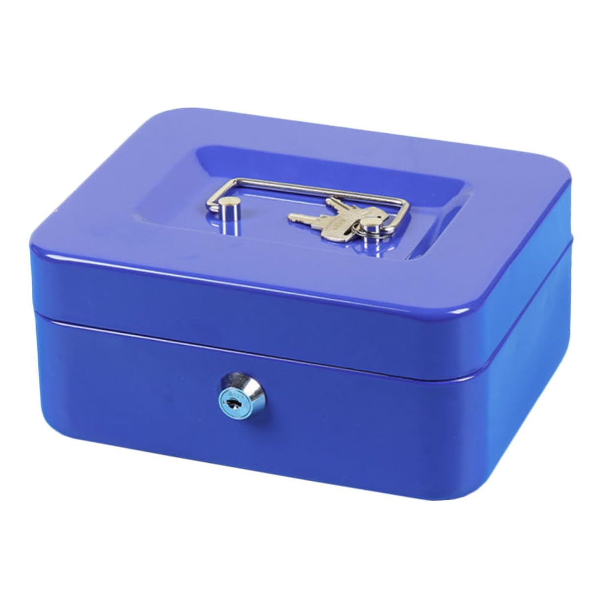 Boîte Métallique Ignifugée Bleue avec Serrure, 1 Pièce, Poignée