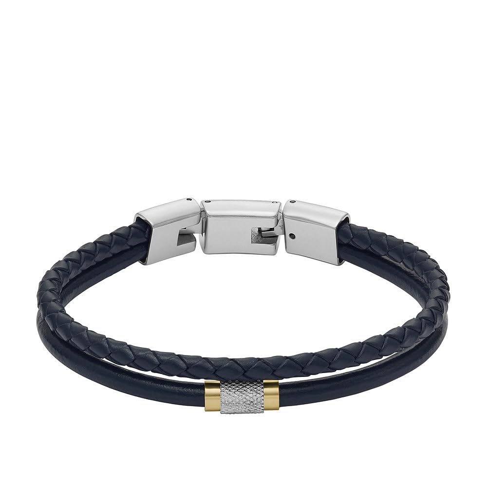 FOSSIL All Stacked Up Multi-Row Leather Bracelet Dark Blue