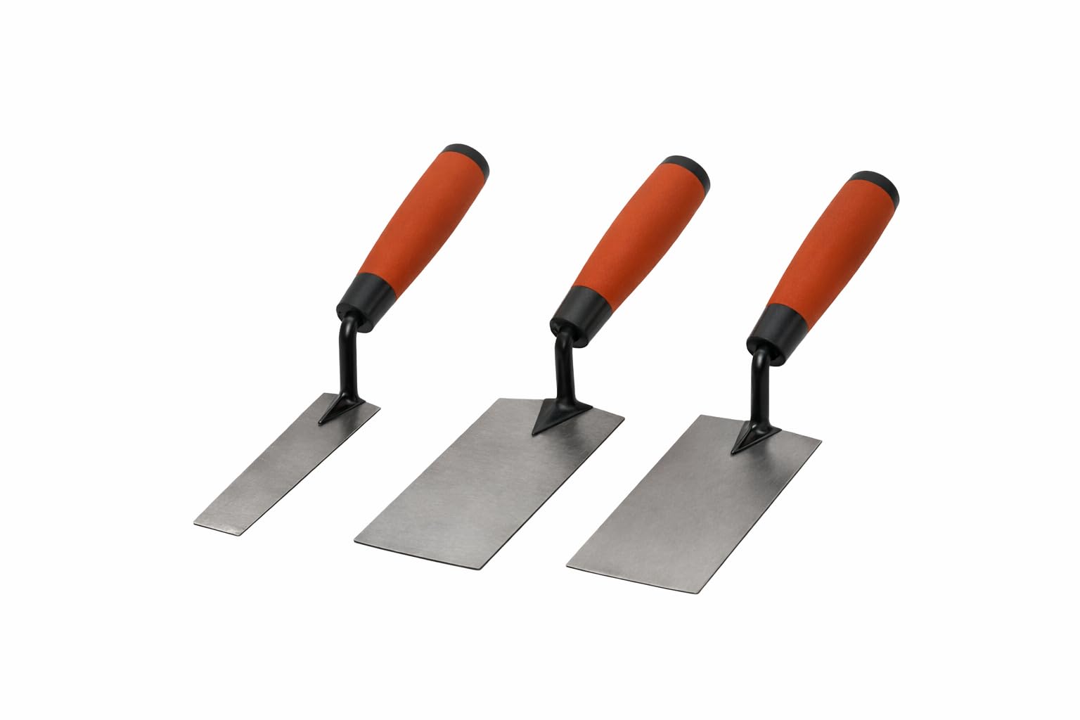 3 Piece Margin Trowel Set – 30mm, 38mm & 51mm Hardened Steel Blades – Soft Grip Handle – Plastering & Finishing Trowels for Cement, Mortar & Masonry Work