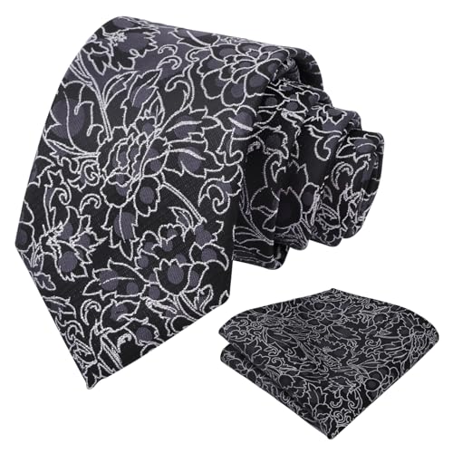 Image of Alizeal Mens 3.15'' Light Color Rustic Tie Handkerchief | with Flower Printed Handkerchief for Wedding Business Daily Wear