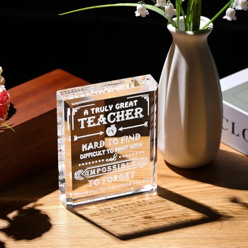 Image of Teacher Gifts for Women Men Crystal Keepsake, Laser Engraved Teachers Appreciation Gifts Ideas, Best Teacher Ever Gift for Graduation Christmas
