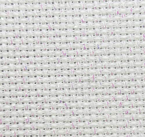Image of KCS 3 pc of 12 inch x 18 inch 14CT Counted Cotton Aida Cloth Cross Stitch Fabric (White Opal+Pink+Pearl Gray)
