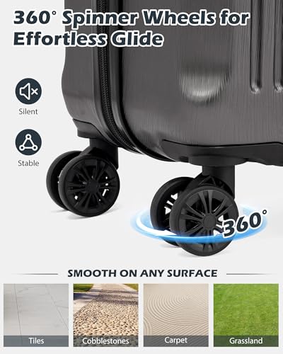 Coolife Luggage 3 Piece Set PC+ABS Hardshell Suitcases with TSA Lock, Spinner Lightweight (wine red, 3 piece set) - Image 6