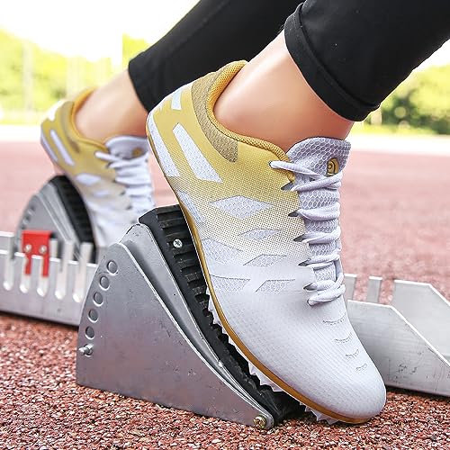 Image of New Track and Field Shoes for Men Women Kids Boys Girls 8 Spikes 100-400 Meter Running Racing Shoes Professional Sprint Sport Sneakers