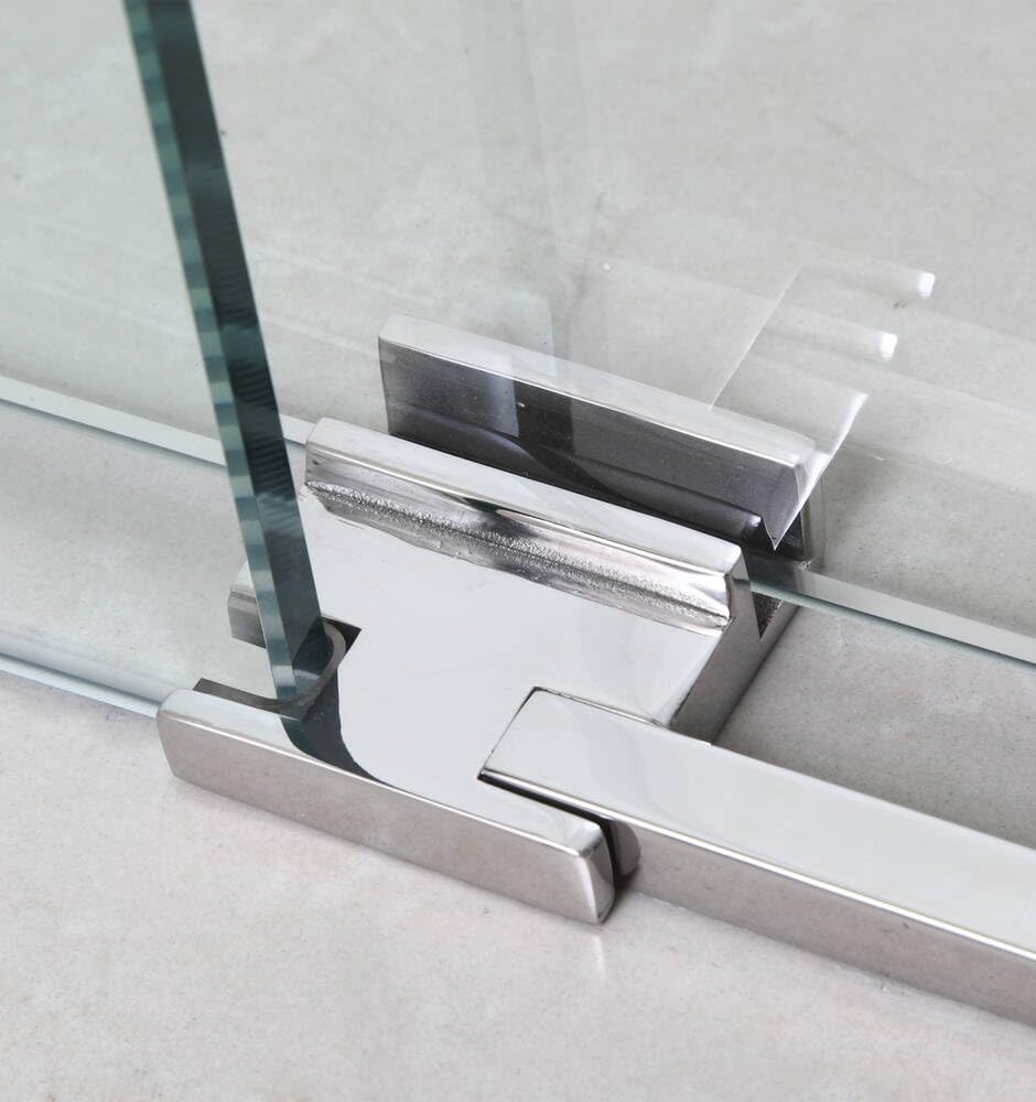 Imex verchromte Duschkabine, zweitürig, 2 fest + 2 verschiebbar, 130 x 80 cm, doppelseitiges Glas, Profil 199 cm, 8 mm stark, Magnetverschluss