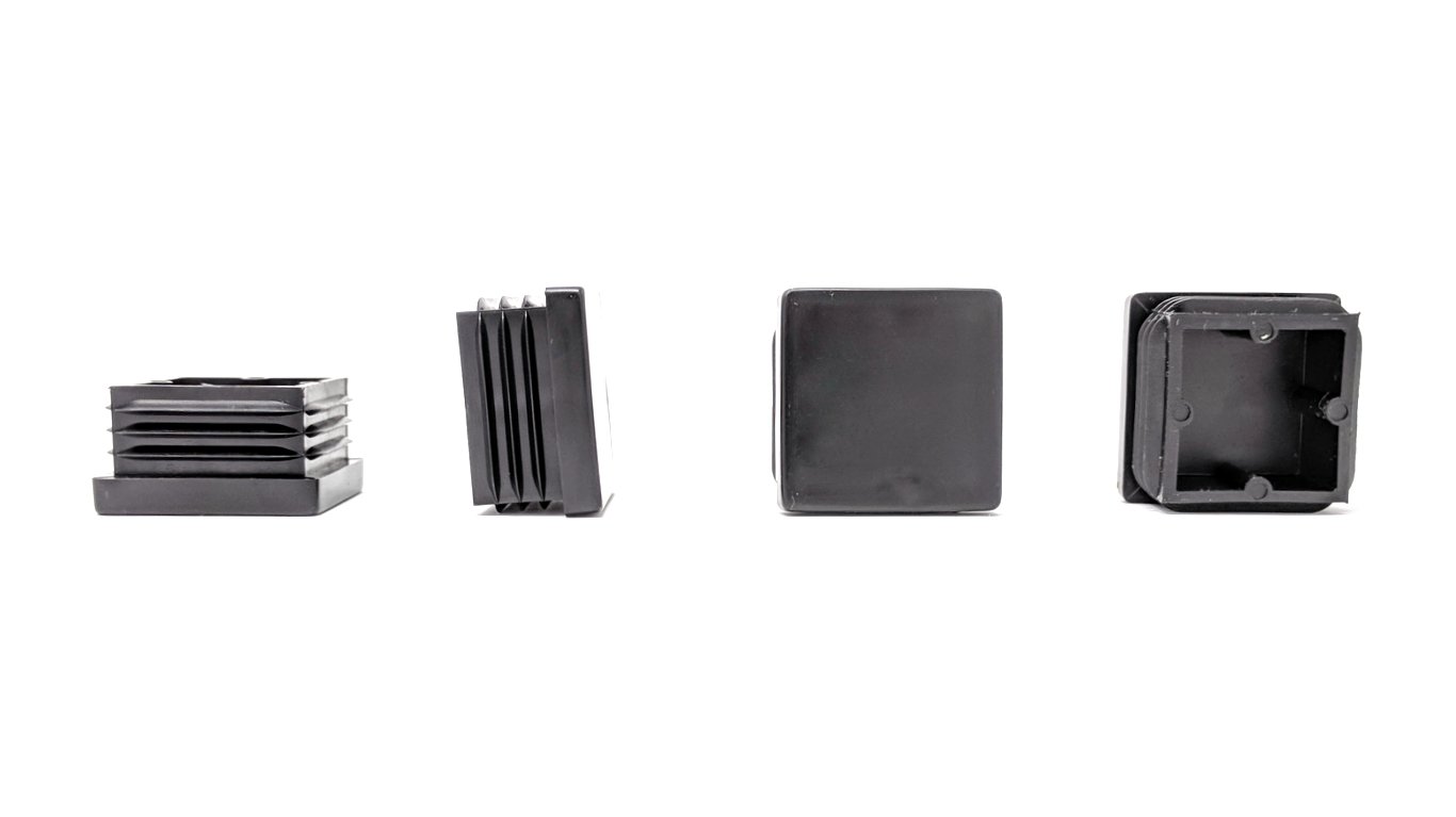 Keay Vital Parts Black 30X30mm Square Ribbed Plastic Insert Plugs End Caps Made In Germany (Pack Of 4, See Second Image For Dimensions).