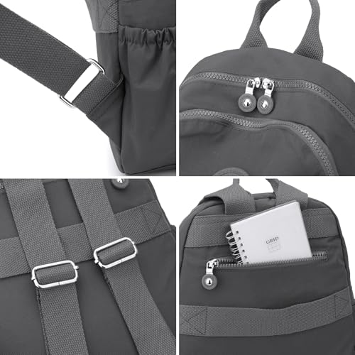 Image of Tanweibago Mini Nylon Women Backpacks,11L Small Ladies backpacks Casual Lightweight Women Shopping Travel Daypack (Dark Grey)