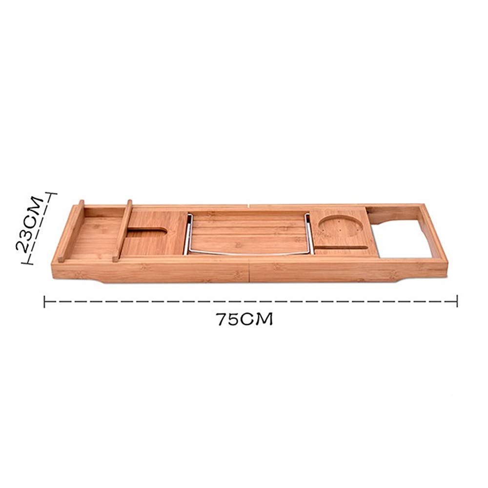 Estante para bañera, bandeja de bambú multifuncional, retráctil, soporte grande para teléfono, disfruta de tu tiempo de baño (75 x 23 x 4,5 cm, color bambú)